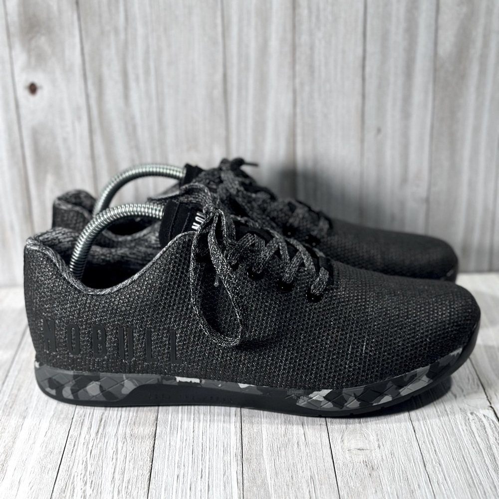 NoBull Black SuperFabric Workout Low Black Heather Granite Sole Shoe Women Sz 11